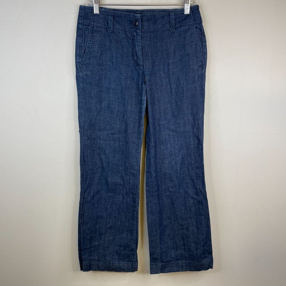 Talbots‎ Womens SIGNATURE FLARE Jeans Sz 6P Blue Mid Rise Medium Wash Dressy